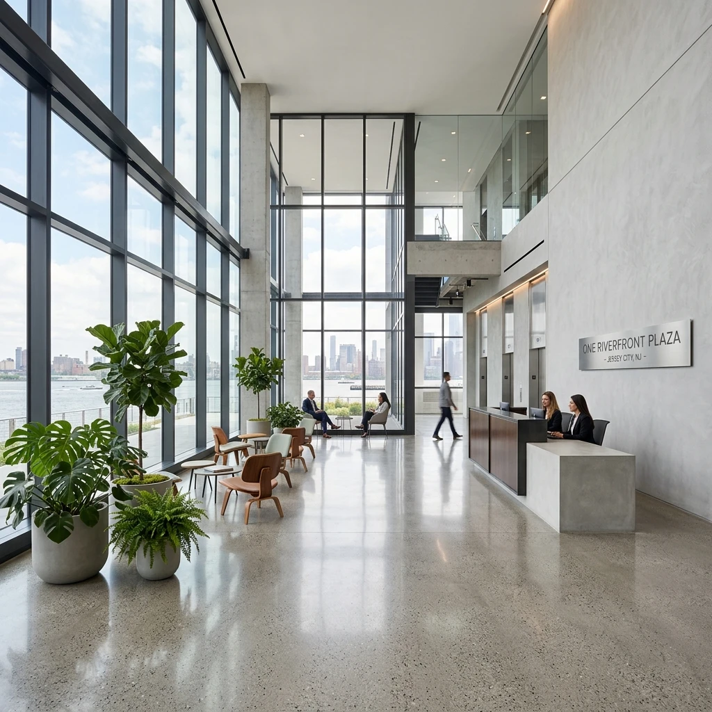Modern Class 4A commercial office building lobby
